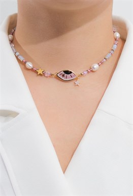 Necklace with porcelain eye