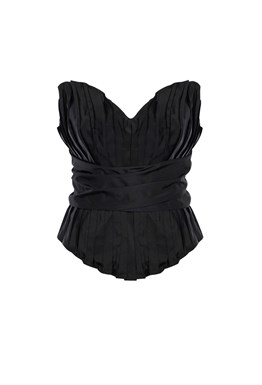 Black Pleated silk Corset