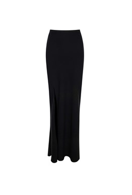 Black maxi skirt with silk insert