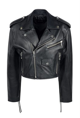 Leather jacket shortened "SANDRA"