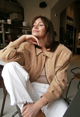 Suede aviator bomber jacket