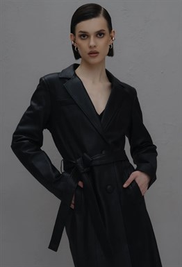 Leather raincoat