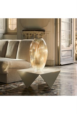 Alizé XXL Vase with pink gold leaves