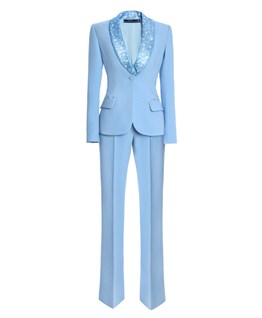 Suit with crystals on the collar and lampshades