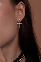 Earrings crosses with stones - photo 12266