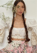 Cornflower print long sleeve blouse - photo 13001