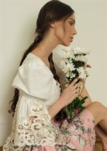 Cornflower print long sleeve blouse - photo 13002