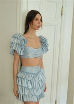 short skirt with three tiers blue - photo 13014