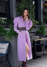 wool coat with silk belt - photo 14126
