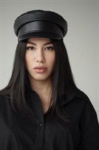 Leather cap black - photo 18036