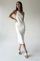 White midi one shoulder dress - photo 18121