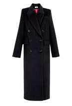 Women's black striped coat - photo 31741