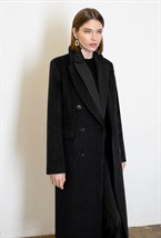 Women's gray striped coat - photo 31817