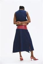 Joan Denim Leather Skirt - photo 45035