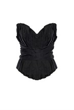 Black Pleated silk Corset - photo 46214