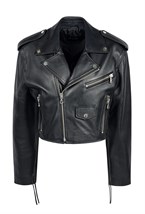 Leather jacket shortened "SANDRA" - photo 50593