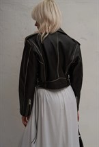 Leather jacket shortened "SANDRA" - photo 50599