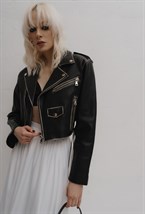 Leather jacket shortened "SANDRA" - photo 50600