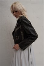 Leather jacket shortened "SANDRA" - photo 50603