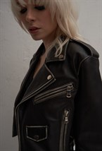 Leather jacket shortened "SANDRA" - photo 50604