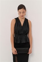 Draped Black Blouse - photo 55137