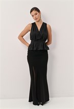 Draped Black Blouse - photo 55138