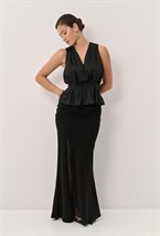 Draped Black Blouse - photo 55139