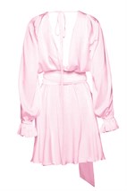 Flowing mini dress with wide waistband - photo 7791